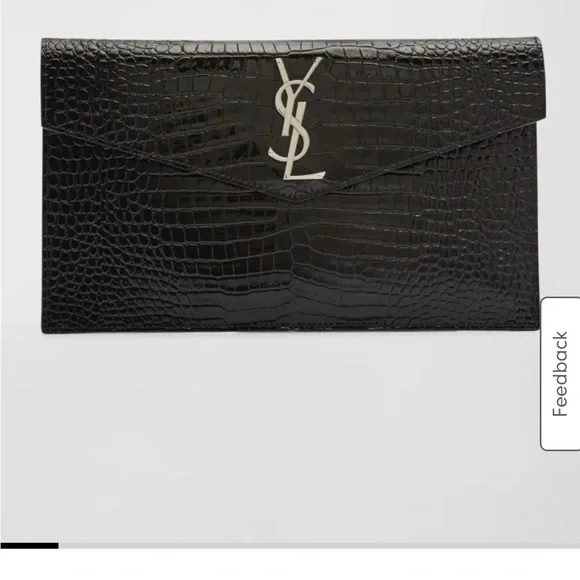 Yves Saint Laurent Black Embossed Leather Clutch - Picture 2 of 2